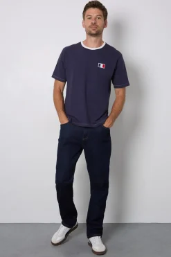 T-shirt Col Rond Bleu Marine Imprimé France