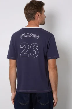 T-shirt Col Rond Bleu Marine Imprimé France
