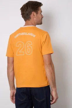 T-shirt Col Rond Orange Avec Imprimé Pays-bas