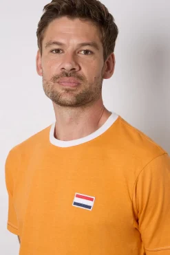 T-shirt Col Rond Orange Avec Imprimé Pays-bas
