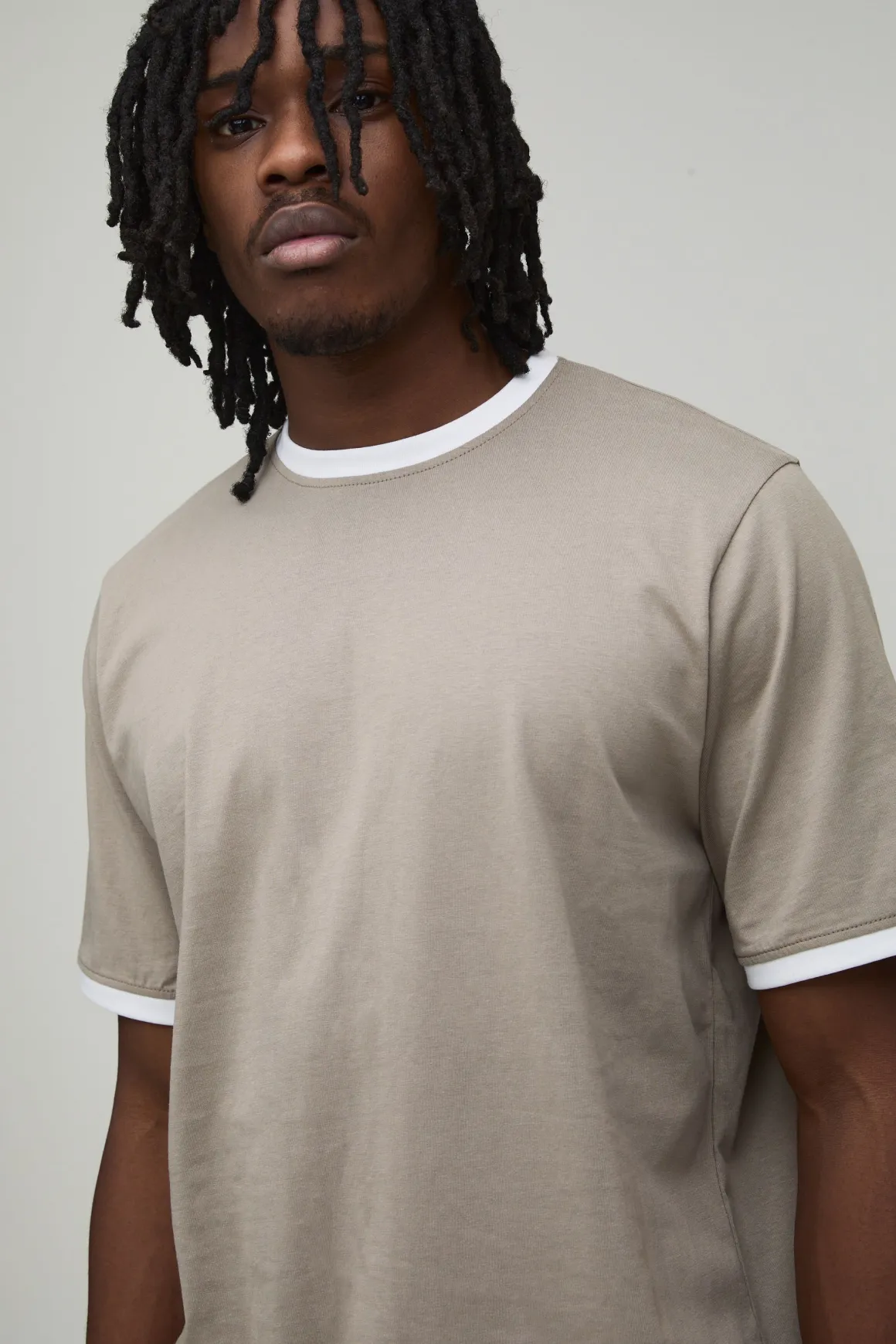 T-Shirt Col Rond Ringer Coupe Droite Taille Haute
