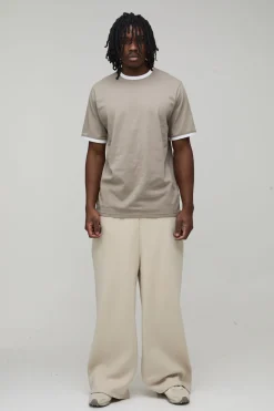 T-Shirt Col Rond Ringer Coupe Droite Taille Haute
