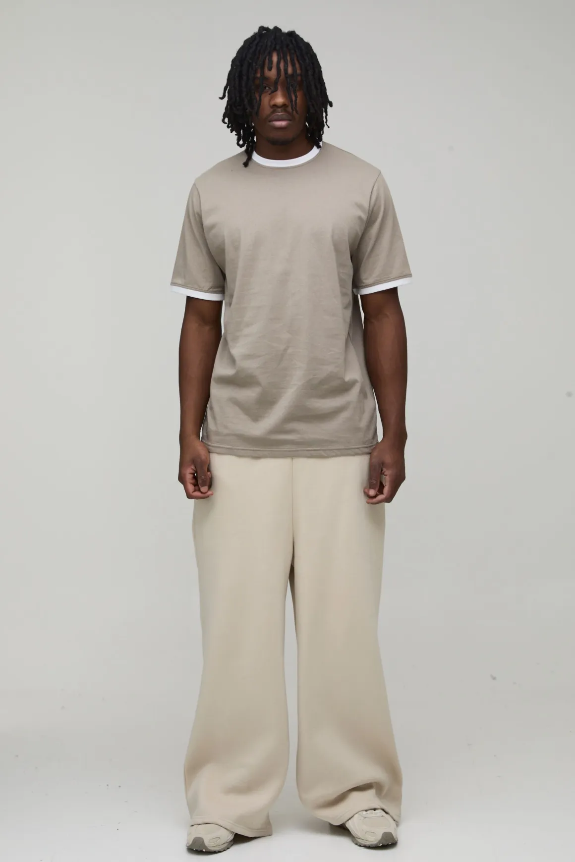 T-Shirt Col Rond Ringer Coupe Droite Taille Haute