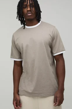 T-Shirt Col Rond Ringer Coupe Droite Taille Haute