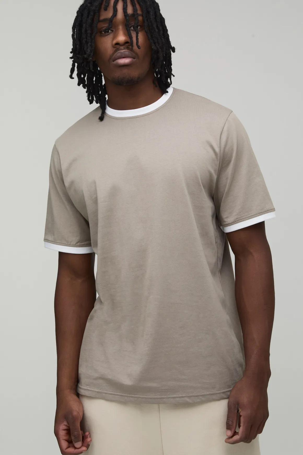 T-Shirt Col Rond Ringer Coupe Droite Taille Haute