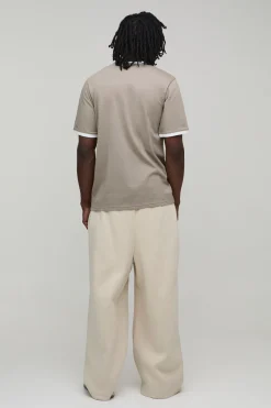 T-Shirt Col Rond Ringer Coupe Droite Taille Haute
