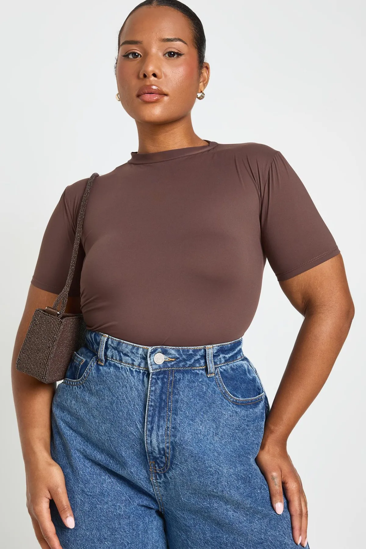 boohoo T-shirt Col Rond Seconde Peau Grande Taille Pour Tous Les Jours<Femme Tops