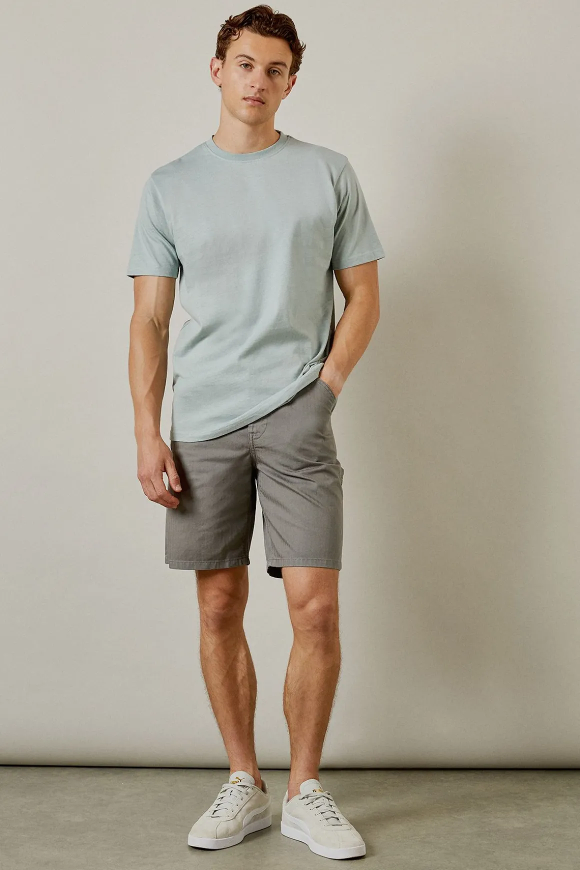 T-shirt Col Rond Uni Bleu Poudré