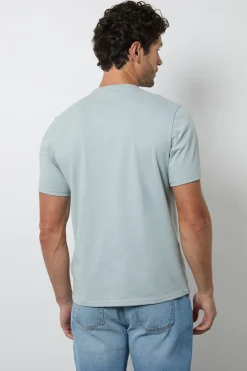 T-shirt Col Rond Uni Bleu Poudré