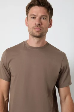 T-shirt Col Rond Uni Couleur Noyer