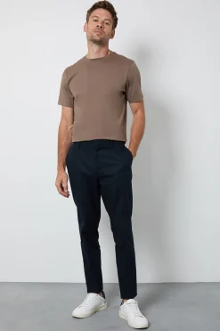 T-shirt Col Rond Uni Couleur Noyer
