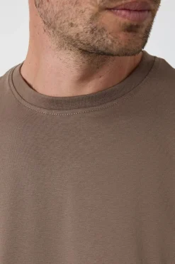 T-shirt Col Rond Uni Couleur Noyer
