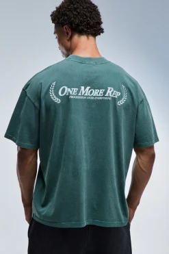T-shirt Col Étendu Délavé Oversize One More Rep