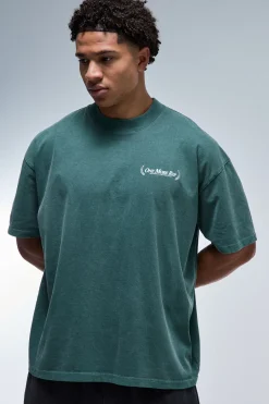 T-shirt Col Étendu Délavé Oversize One More Rep
