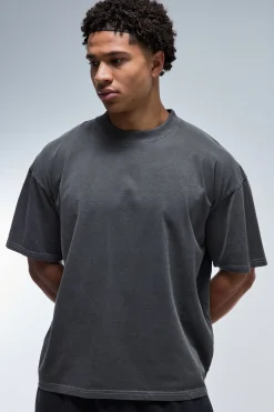 boohooMAN T-shirt Col Étendu Délavé Oversize À Inscription One More Rep<Femme Tout Afficher Activewear|Athleisure