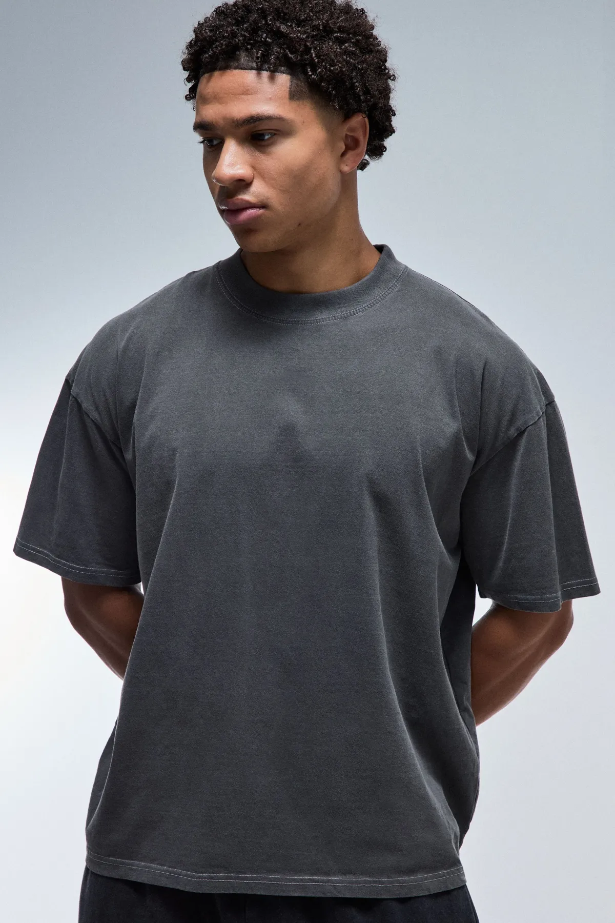 boohooMAN T-shirt Col Étendu Délavé Oversize À Inscription One More Rep<Femme Tout Afficher Activewear|Athleisure