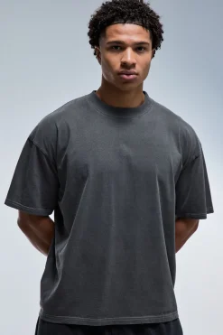 boohooMAN T-shirt Col Étendu Délavé Oversize À Inscription One More Rep<Femme Tout Afficher Activewear|Athleisure