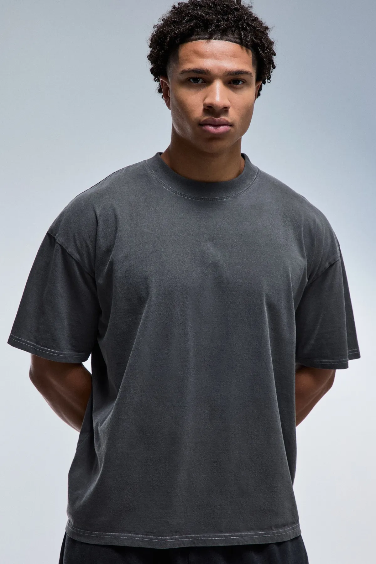 boohooMAN T-shirt Col Étendu Délavé Oversize À Inscription One More Rep<Femme Tout Afficher Activewear|Athleisure