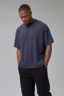 boohooMAN T-shirt Col Étendu Oversize Délavé One More Rep<Femme Tout Afficher Activewear|Athleisure