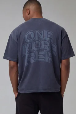 boohooMAN T-shirt Col Étendu Oversize Délavé One More Rep<Femme Tout Afficher Activewear|Athleisure