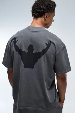 T-shirt Col Étendu Oversize Délavé One More Rep