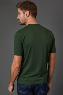 T-Shirt Col Tunisien Vert Foncé