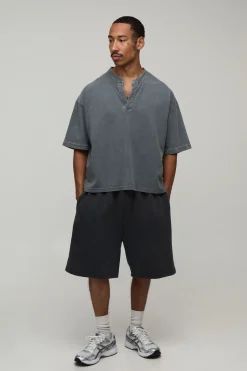 boohooMAN T-shirt Col V Délavage Vintage Coupe Boxy Oversize<Homme T-Shirts