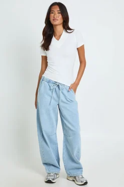 T-shirt Col V Ourlet Asymétrique