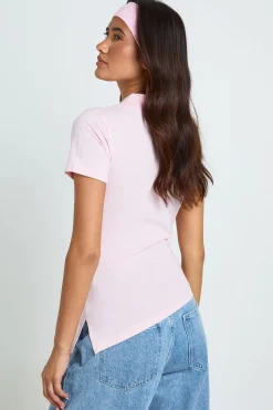 T-shirt Col V À Ourlet Asymétrique