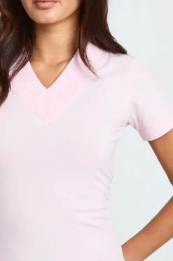 T-shirt Col V À Ourlet Asymétrique