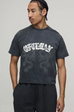 T-shirt Coupe Ajustée Avec Appliqué Dragon Délavé Ofclman