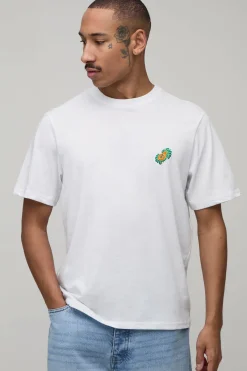 boohooMAN T-shirt Coupe Regular Avec Broderie Papaye<Homme T-Shirts