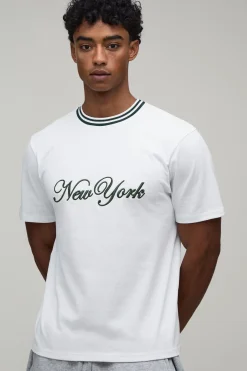 T-shirt Coupe Regular Avec Broderie New York En Relief