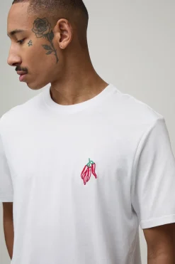 boohooMAN T-shirt Coupe Regular Avec Broderie Piment<Homme T-Shirts