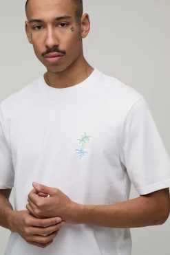 T-shirt Coupe Regular Avec Palmier Brodé