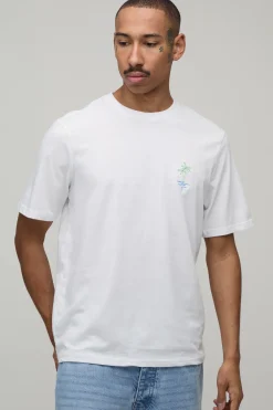 T-shirt Coupe Regular Avec Palmier Brodé