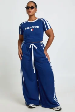 boohoo T-shirt Court France Football À Bandes Contrastées<Femme Tops