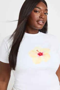 T-shirt Court Grande Taille À Imprimé Floral