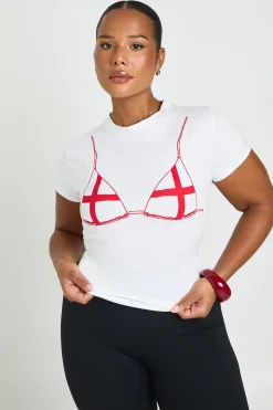 T-shirt Court Grande Taille Imprimé Bikini Drapeau Anglais
