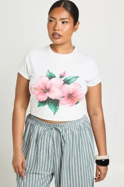 T-shirt Court Grande Taille À Imprimé Floral