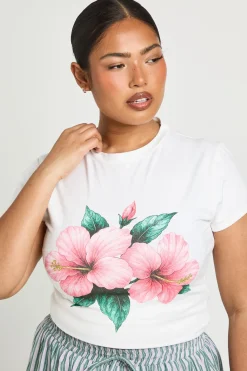 T-shirt Court Grande Taille À Imprimé Floral