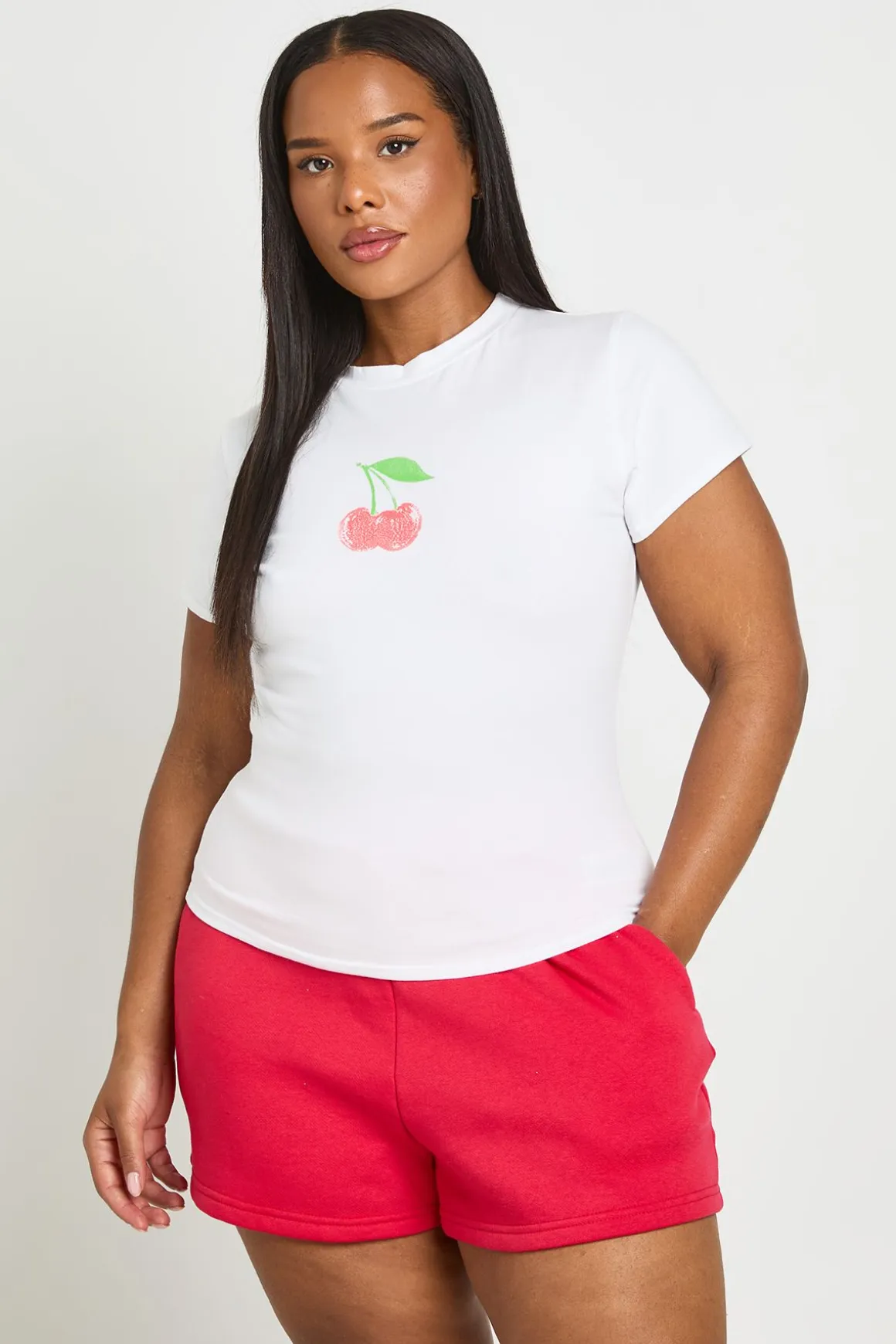 T-shirt Court Grande Taille Imprimé Cerises