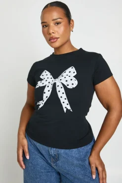 T-shirt Court Grande Taille À Imprimé Pois