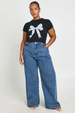 T-shirt Court Grande Taille À Imprimé Pois