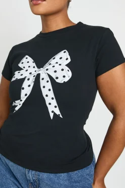 T-shirt Court Grande Taille À Imprimé Pois