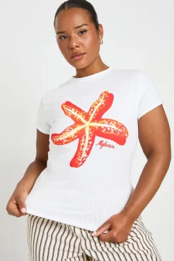 T-shirt Court Grande Taille Imprimé Étoile De Mer