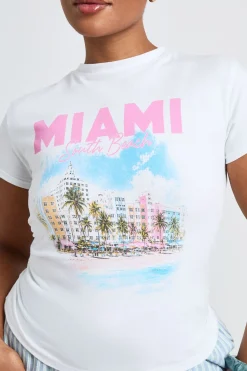 T-shirt Court Grande Taille Imprimé Miami