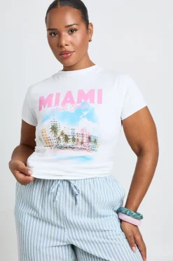 T-shirt Court Grande Taille Imprimé Miami