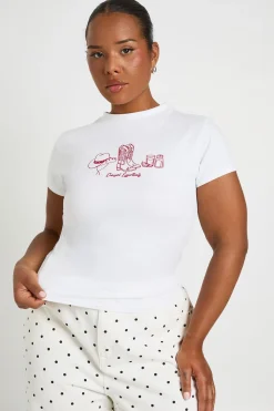boohoo T-shirt Court Grande Taille Imprimé Cowgirl<Femme Tops