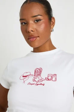 boohoo T-shirt Court Grande Taille Imprimé Cowgirl<Femme Tops